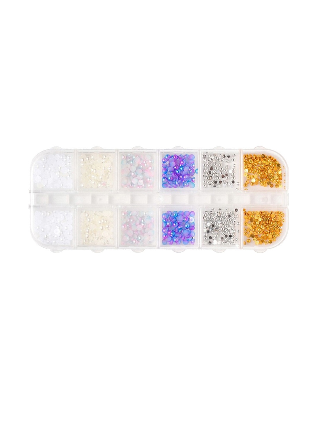 

S.A.V.I. 12 Grids DIY Flatback Pearl Nail Art, Multi
