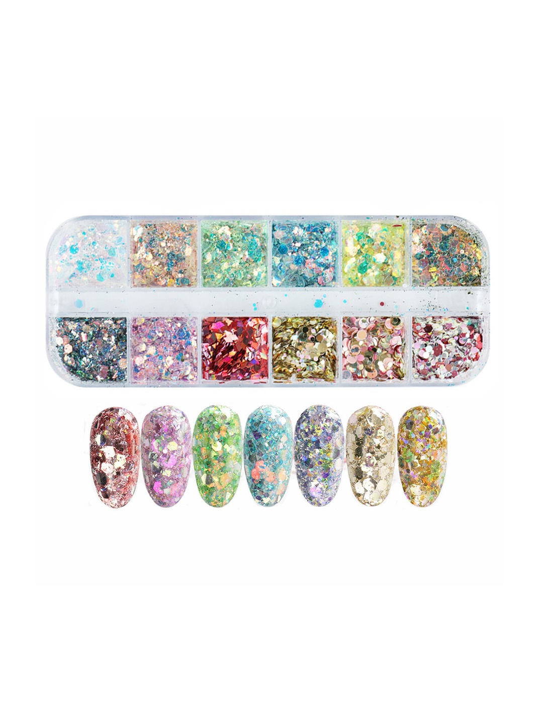 

S.A.V.I. 12 Grids DIY Nail Art Decorations Sequins, Multi