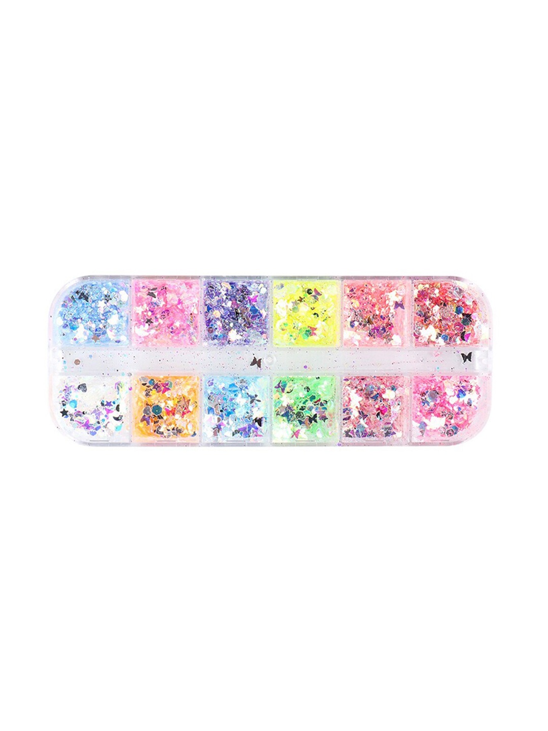 

S.A.V.I. 12 Grids DIY Nail Art Butterfly Decoration Sequins Glitter, Multi