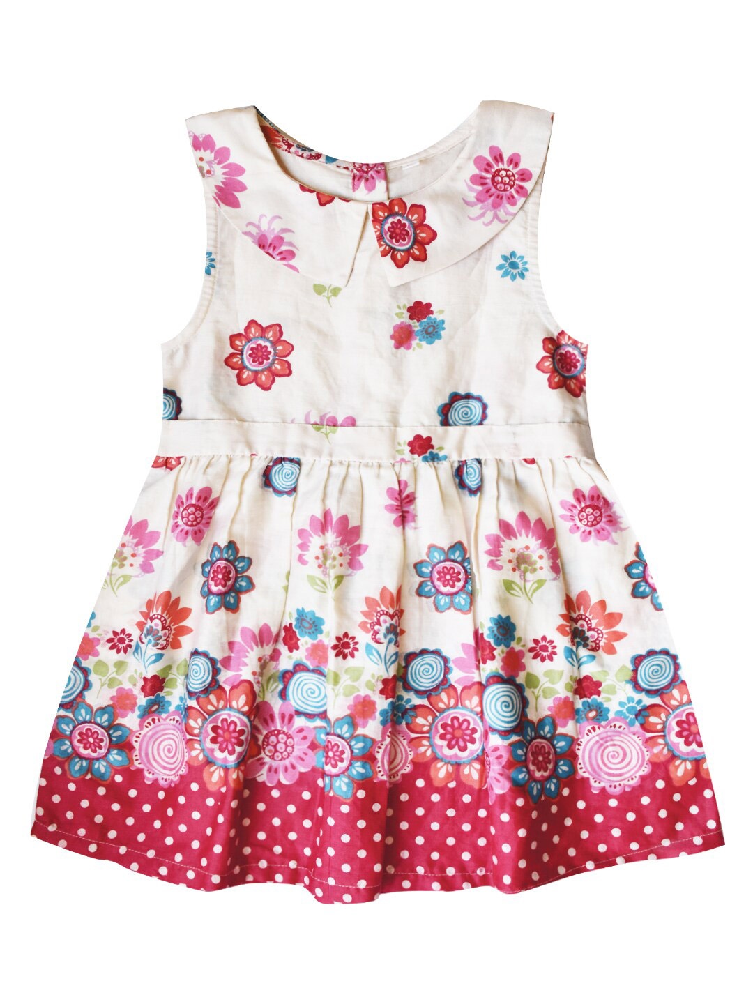 

milou Floral Printed Pure Cotton Dress, Beige