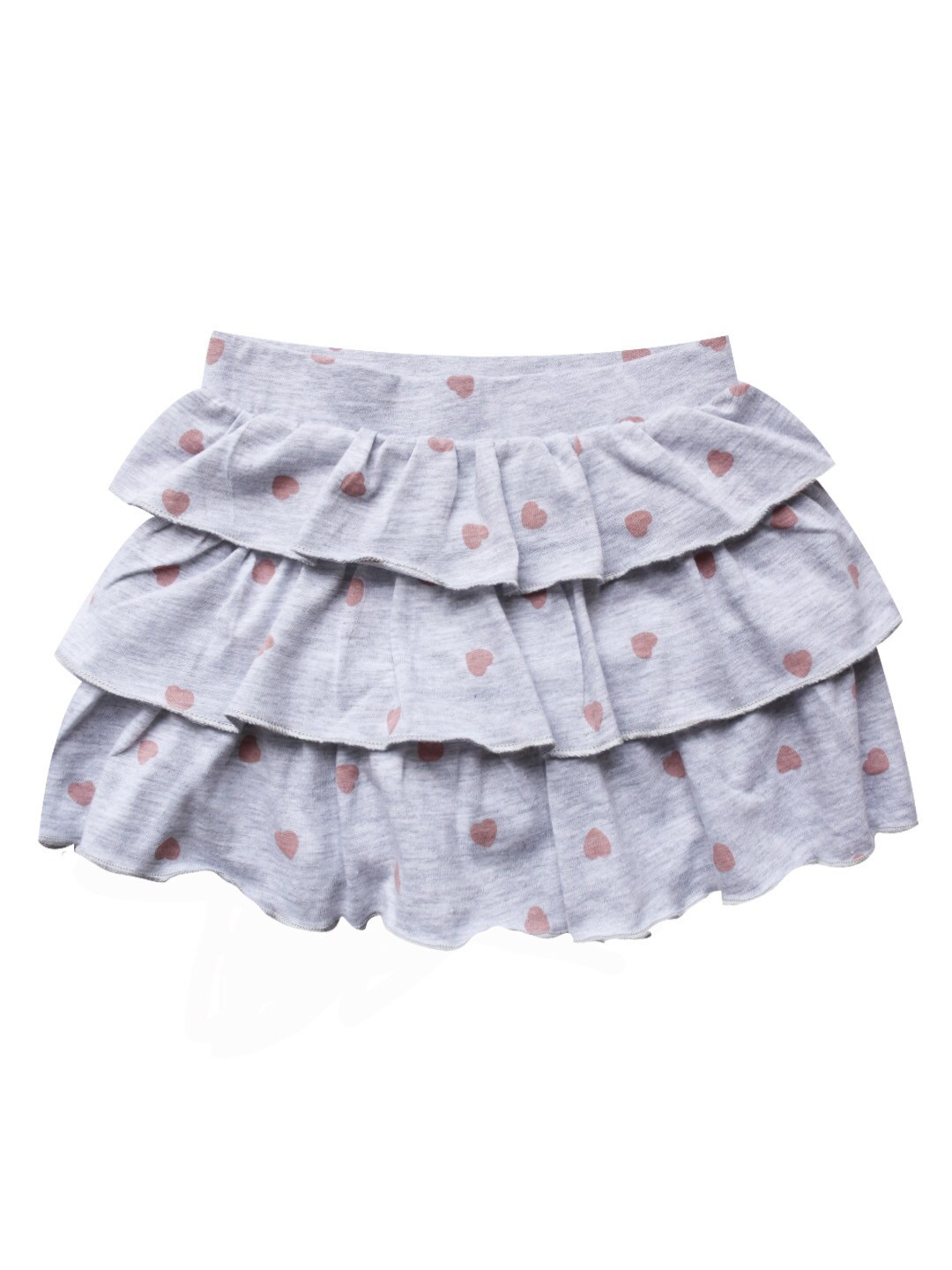 

milou Infant Girls Printed Pure Cotton Knee-Length Tiered Skirt, Grey