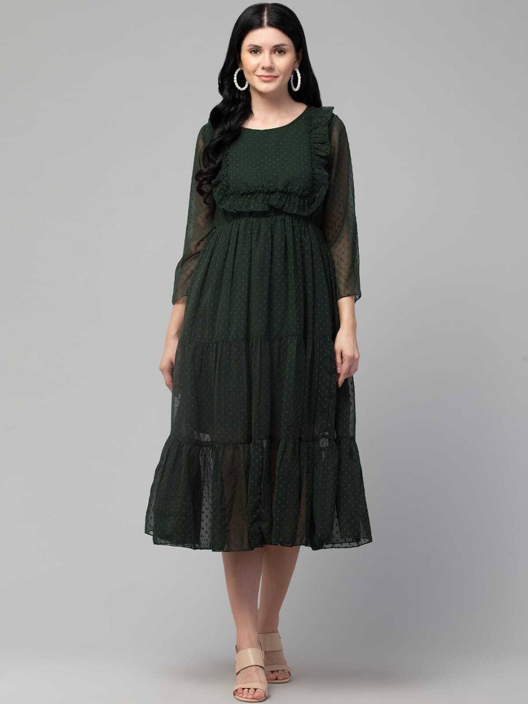 

Orchid Blues Georgette Midi Dress, Green