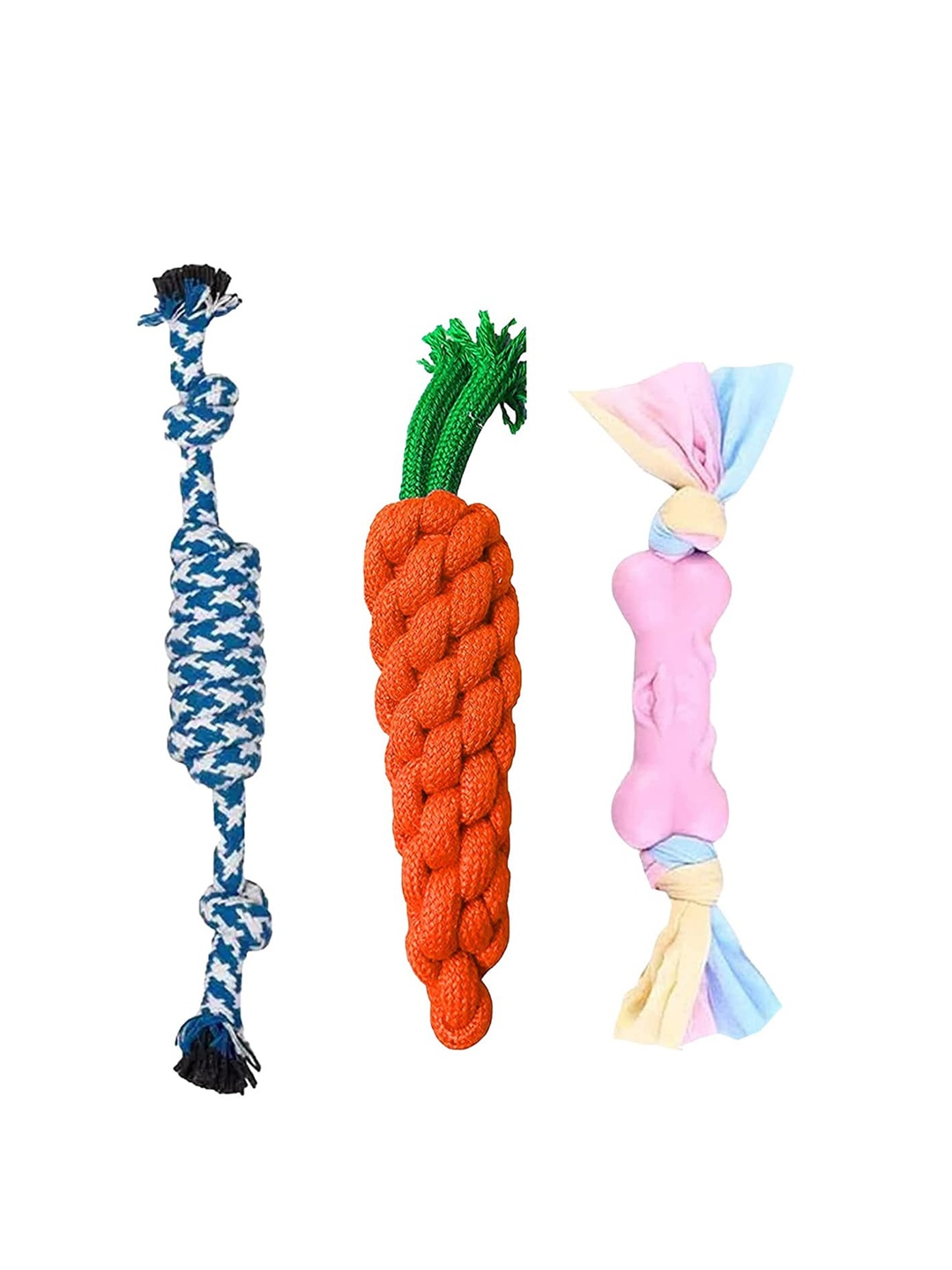 

Emily pets Set Of 3 Cotton Pet Toys, Blue