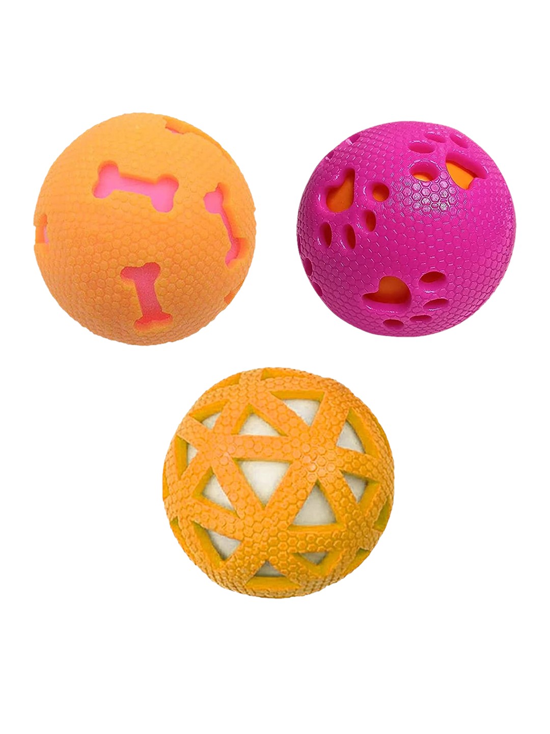 

Emily pets Set of 3 Hallow Sounding Luminous Ball Pet Toys, Yellow
