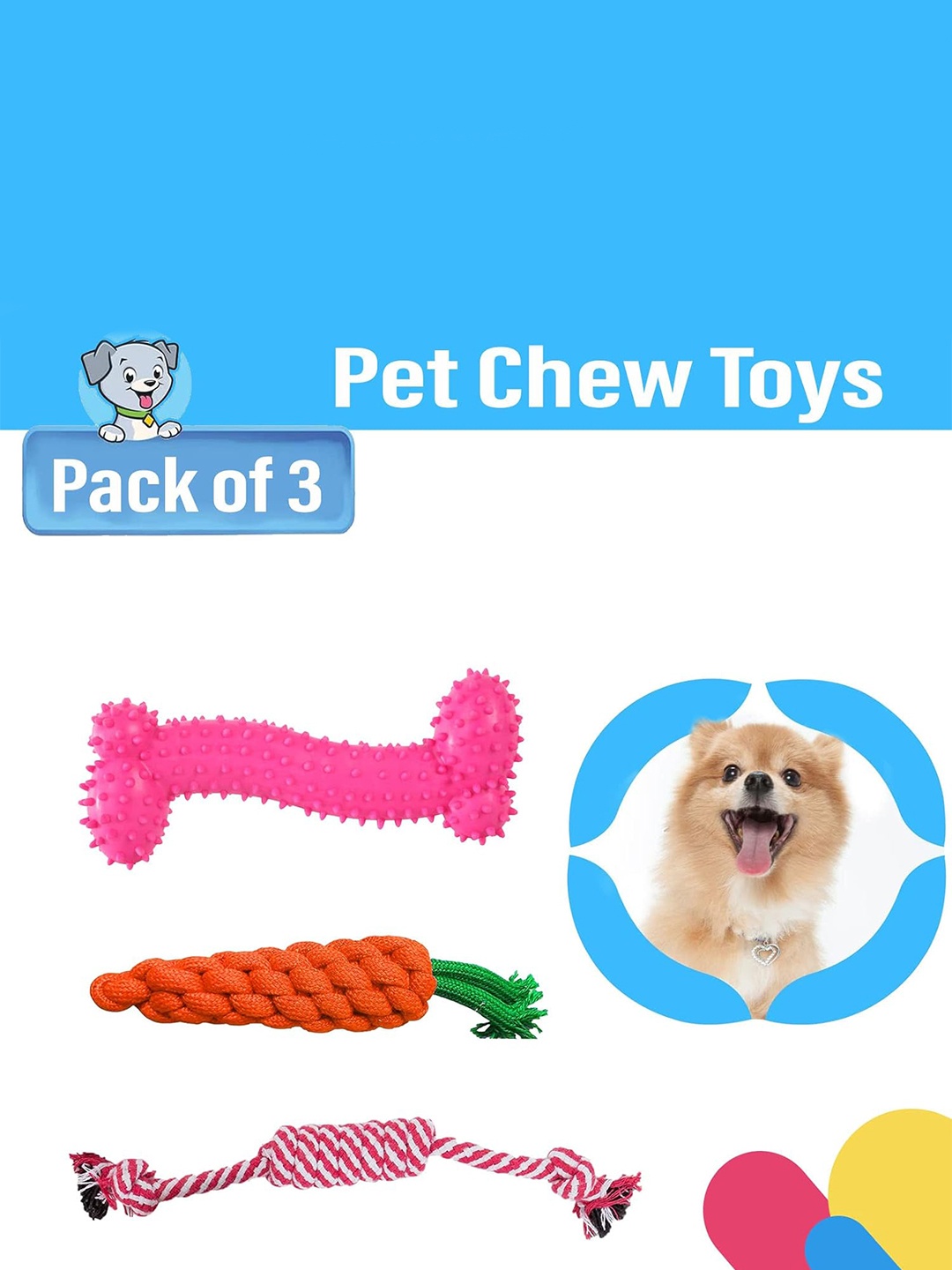 

Emily pets Pack Of 3 Teething Pet Toys, Orange