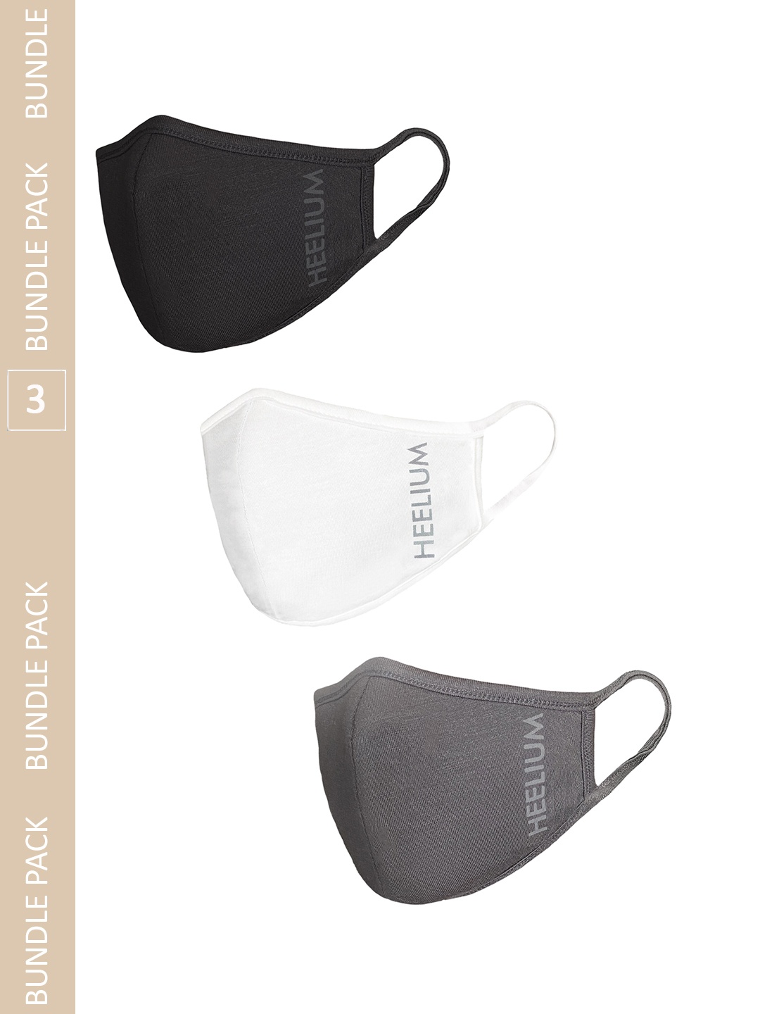 

Heelium Pack Of 3 Reusable Bamboo Face Mask, White
