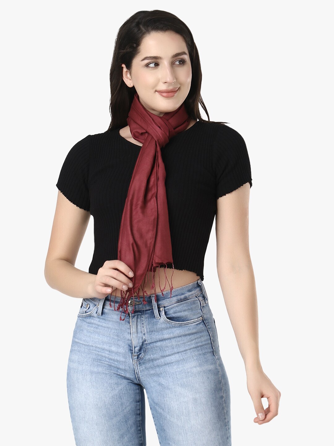 

Adwitiya Collection Women Pure Cotton Scarf, Maroon