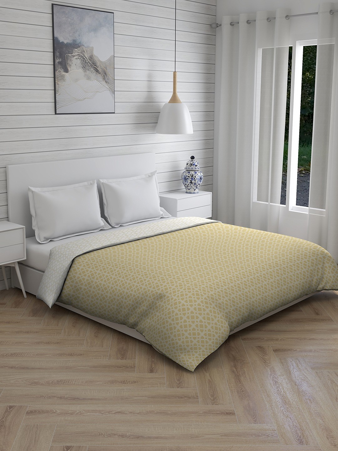 

Boutique Living India Yellow Geometric Heavy Winter 120 GSM Double Bed Comforter