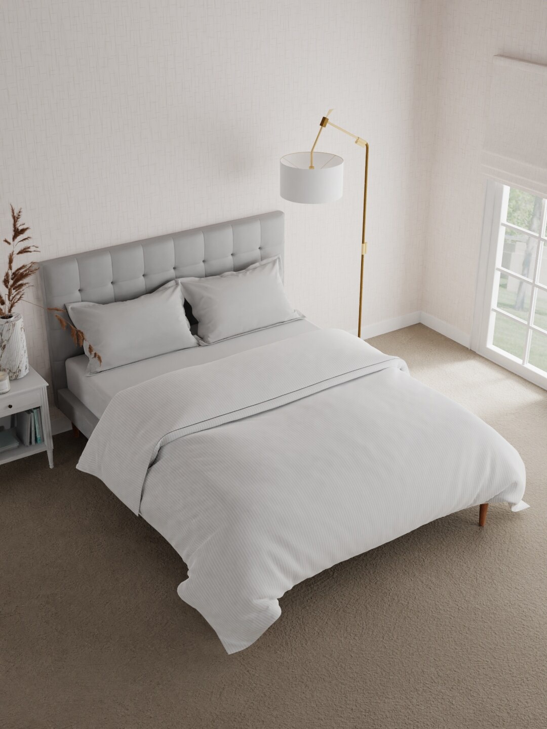 

Boutique Living India White Striped Heavy Winter 120 GSM Double Bed Comforter