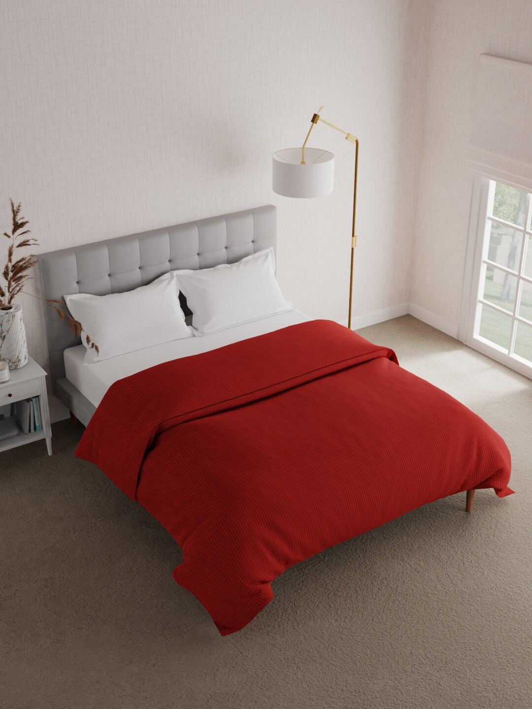 

Boutique Living India Mussette Red Striped Heavy Winter 120 GSM Double Bed Comforter