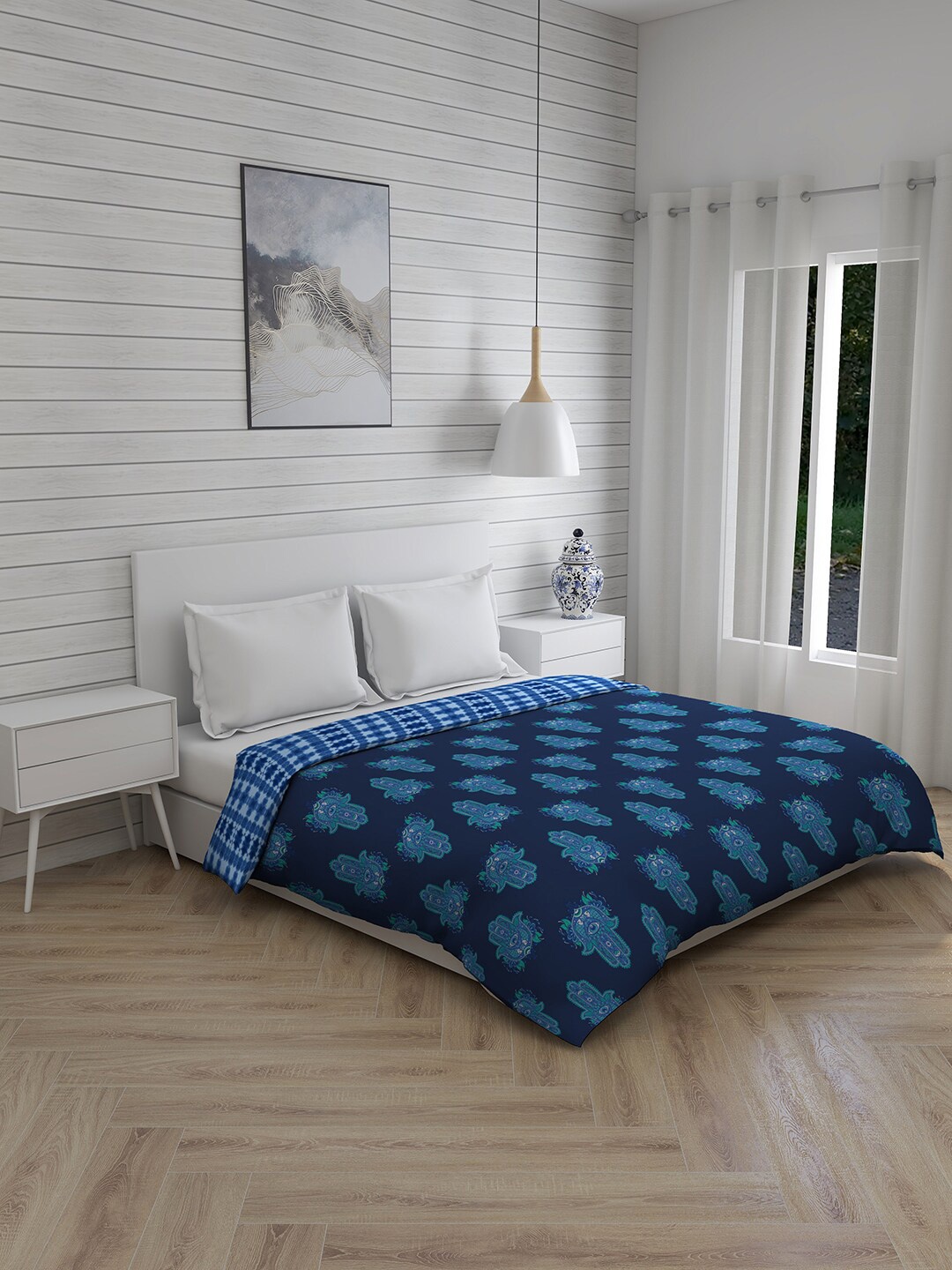 

Boutique Living India Hamsa Healing Blue Heavy Winter 120 GSM Cotton Double Bed Comforter