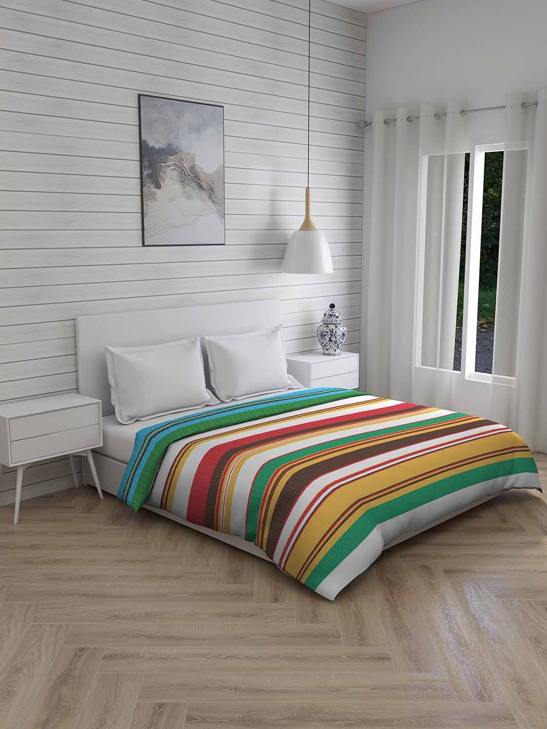 

Boutique Living India White & Green Striped Heavy Winter 120 GSM Double Bed Comforter