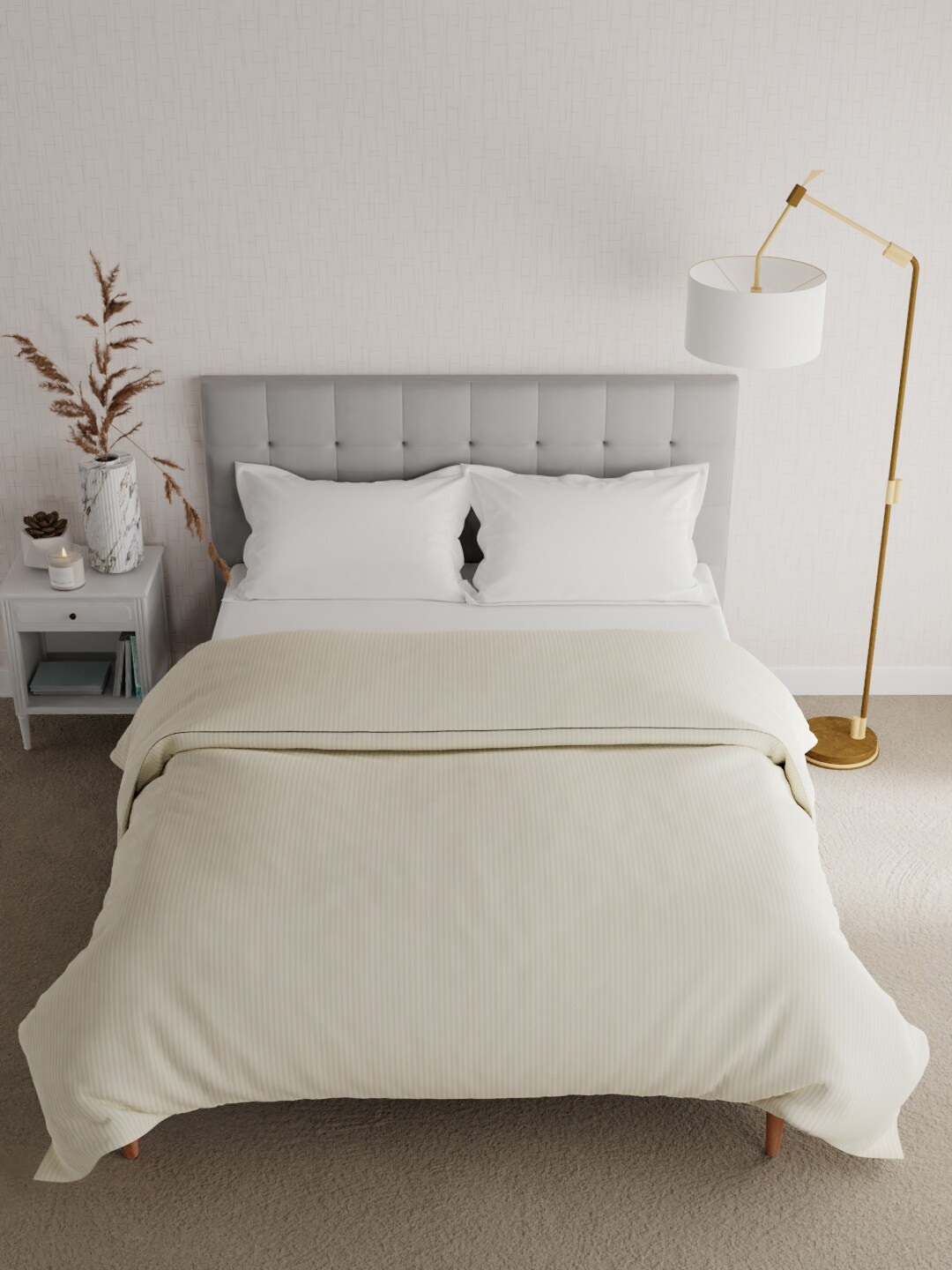 

Boutique Living India Off White Striped Heavy Winter 120 GSM Double Bed Comforter