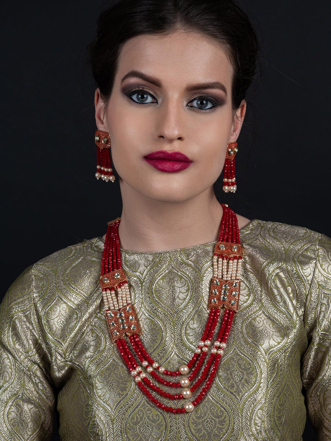 

ODETTE Women Gold-Plated Artificial Beads Jewellery Set