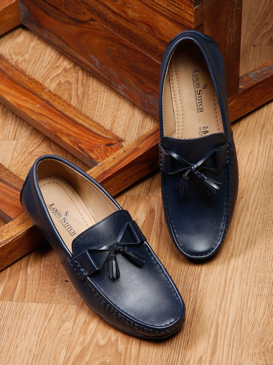 

LOUIS STITCH Men Leather Formal Loafers, Blue