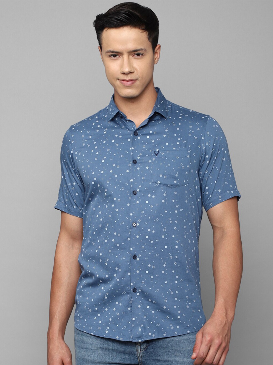 

Allen Solly Men Slim Fit Printed Pure Cotton Casual Shirt, Blue