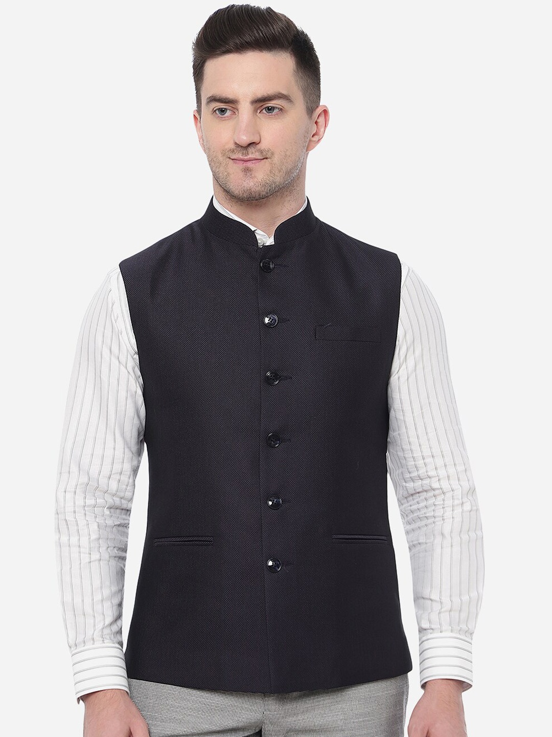 

Greenfibre Men Bandhgala Pure Wool Nehru Jacket, Maroon