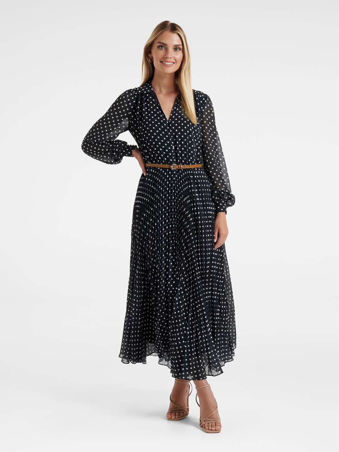 

Forever New Polka Dot Printed Maxi Dress, Black