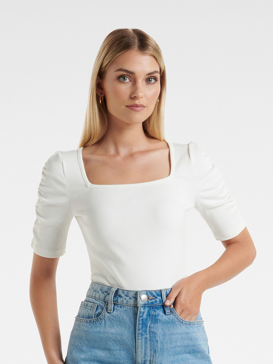 

Forever New Square Neck Top, White