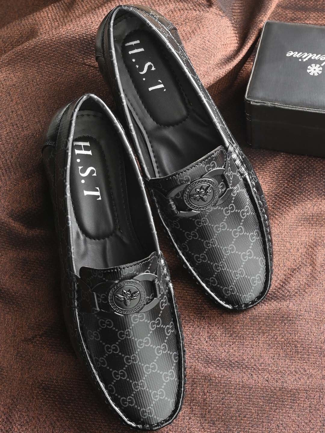 

MANSAMUSA Men Printed Formal Loafers, Black