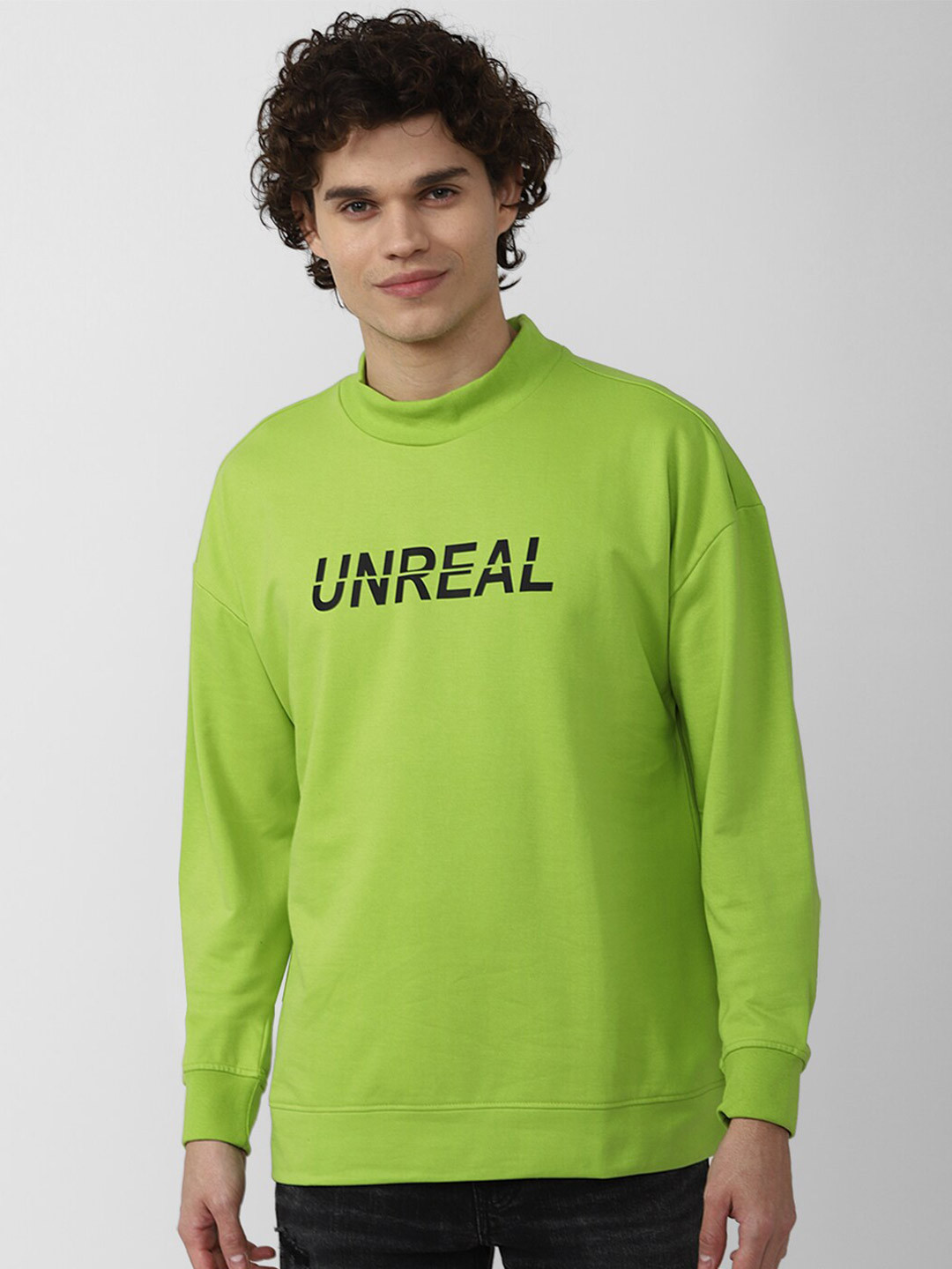 

FOREVER 21 Printed Cotton Sweatshirt, Green