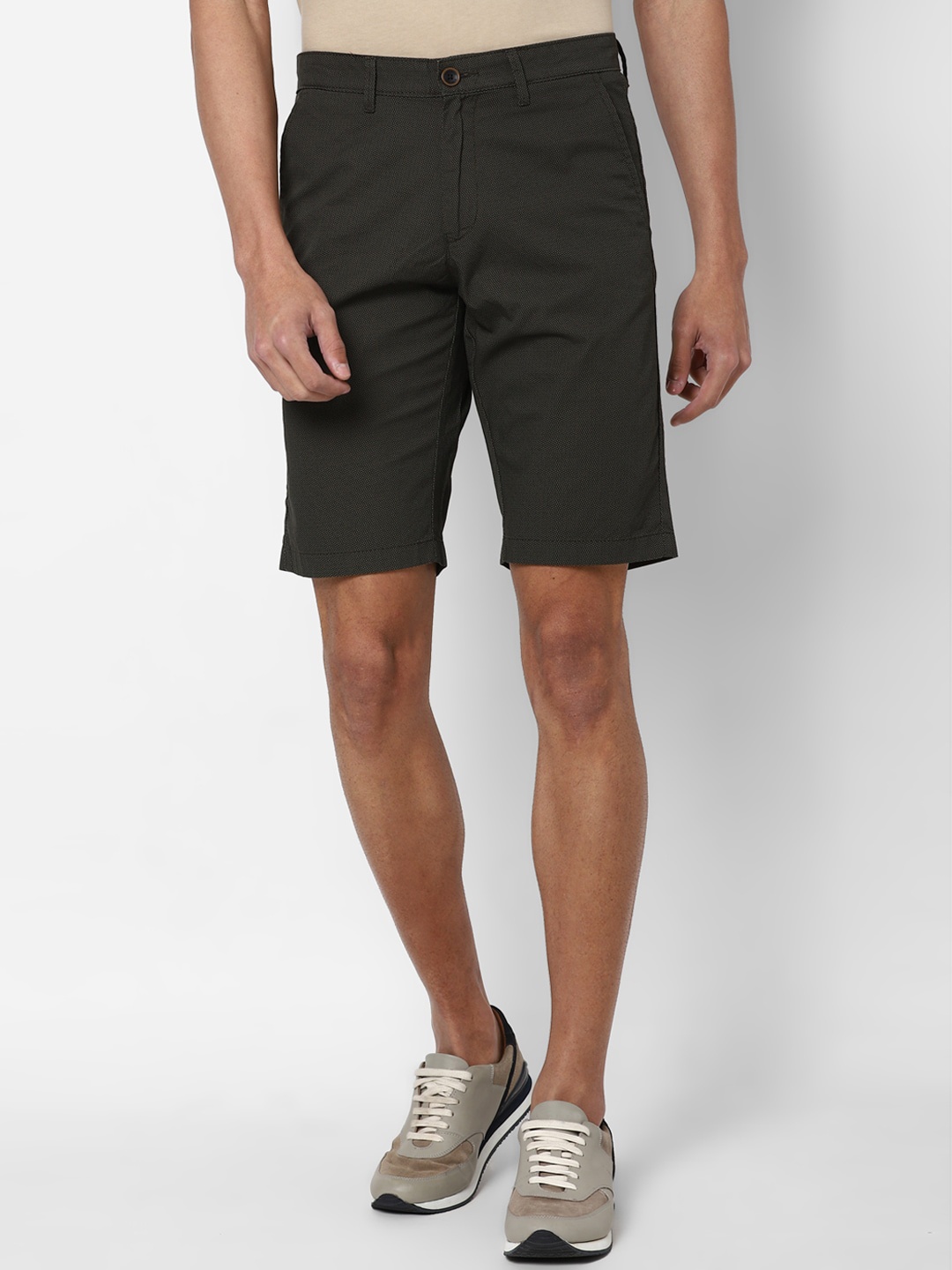 

Allen Solly Men Cotton Green Slim Fit Shorts, Olive