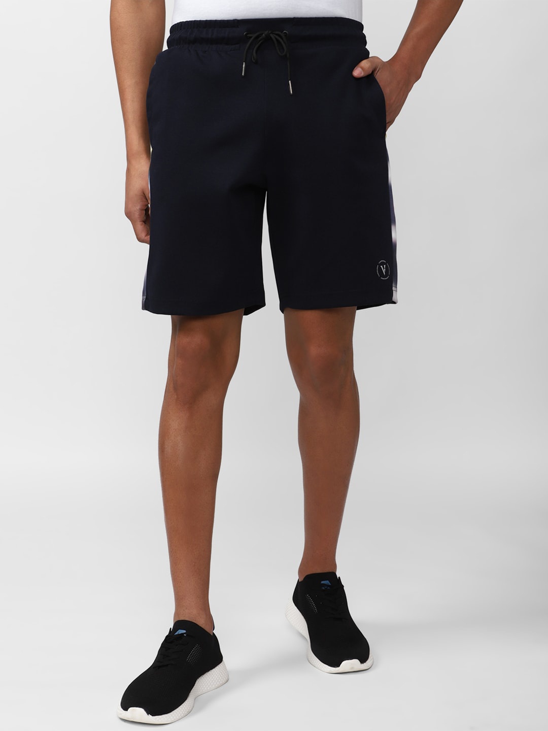 Van Heusen Men Panel Detail Sports Cotton Shorts, Navy blue