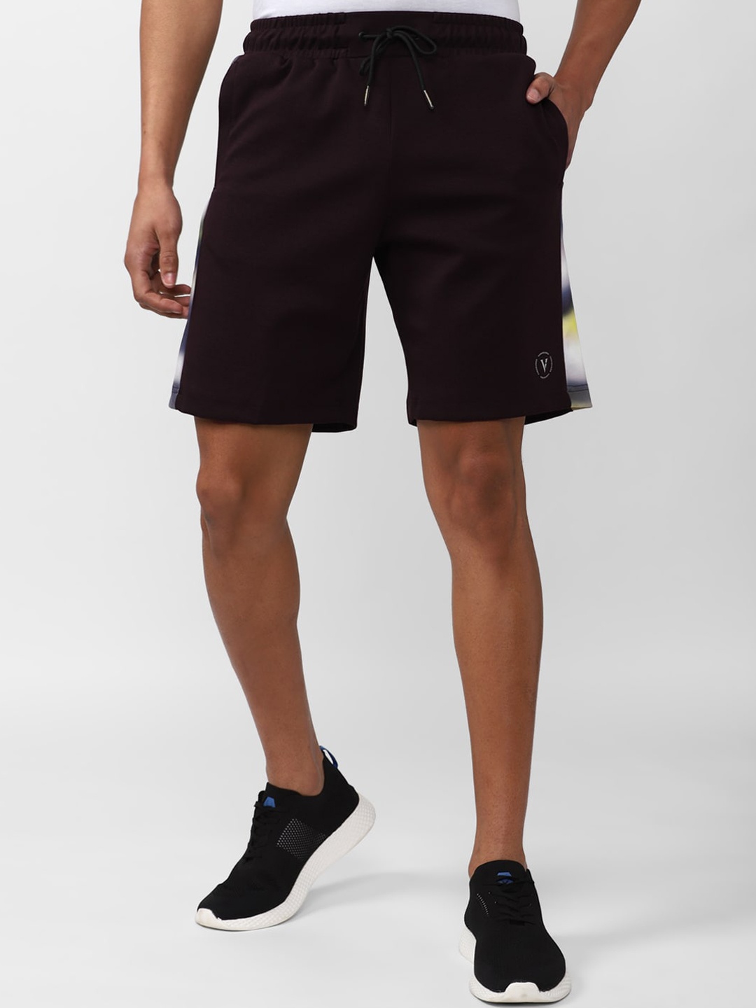 Van Heusen Men Striped Cotton Training Shorts, Brown