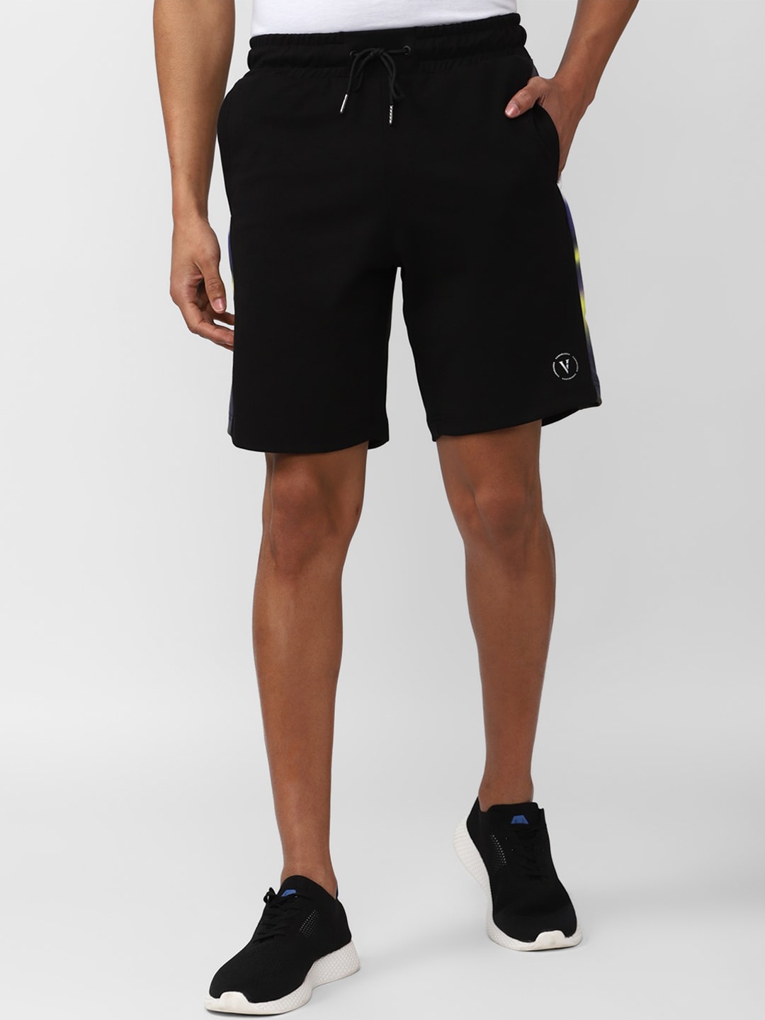 

Van Heusen Men Striped Cycling Cotton Shorts, Black