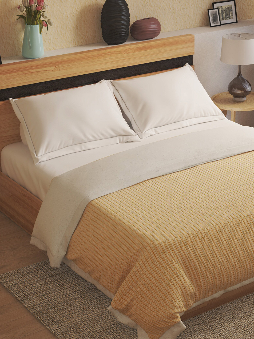 

Home Centre Harbour Yellow Geometric Summer 150 GSM Queen Double Bed Blanket