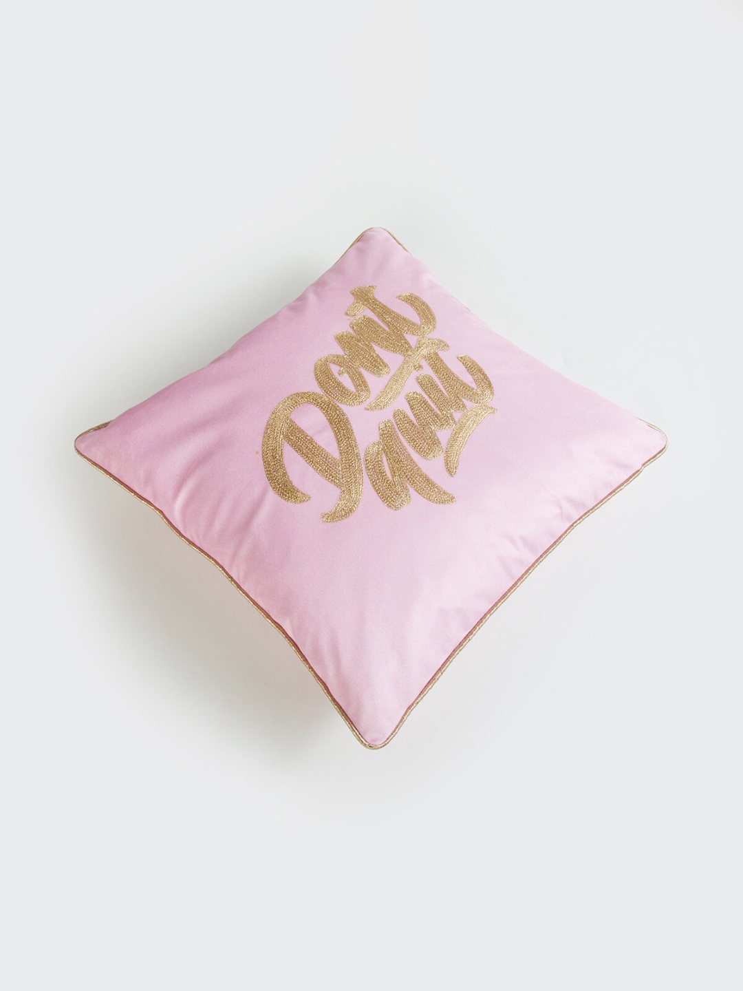 

Home Centre Aurora Pink & Gold Embroidered Square Cushion Cover 40x40 cm