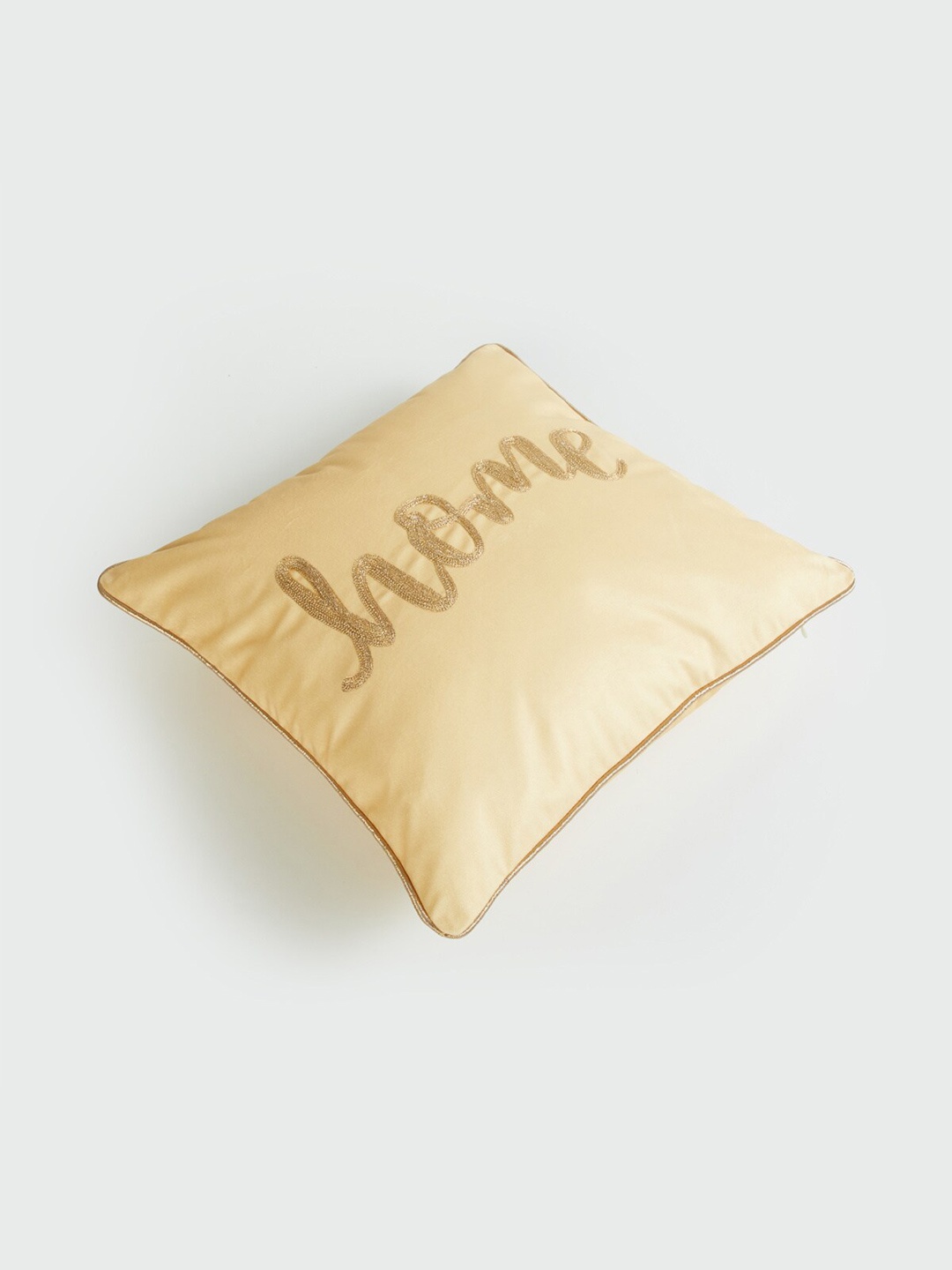 

Home Centre Aurora Beige & Gold Embroidered Square Cushion Cover 40 x 40 cm