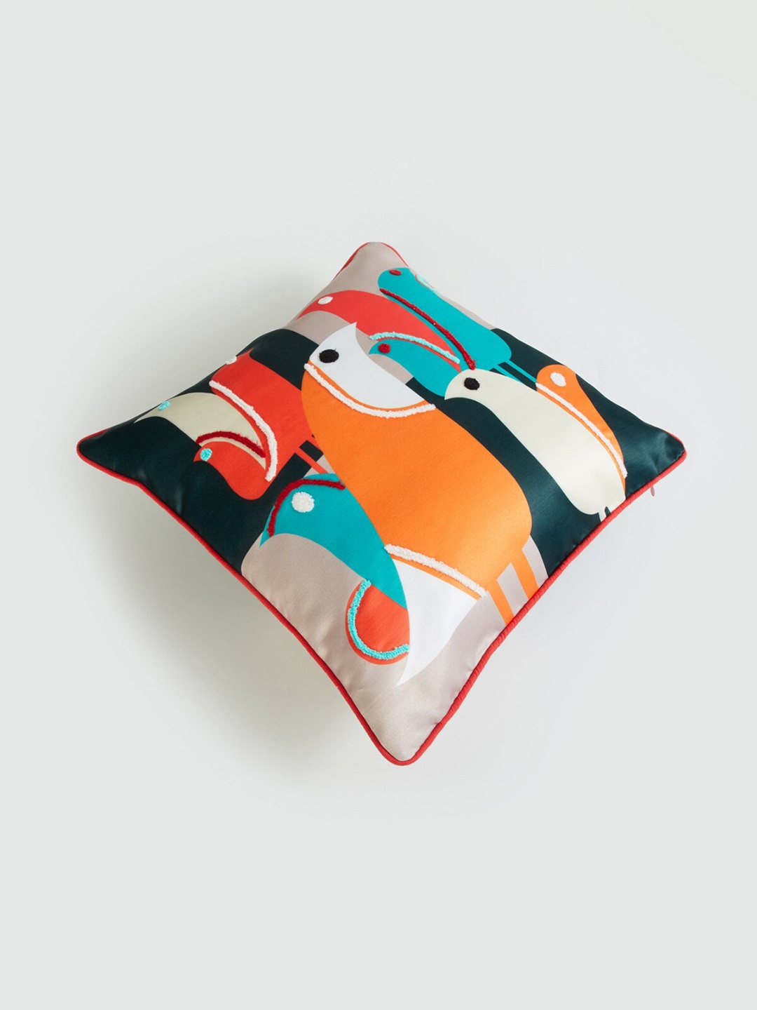 

Home Centre Aurora Orange & White Quirky Printed Square Cushion Cover 40x40cm