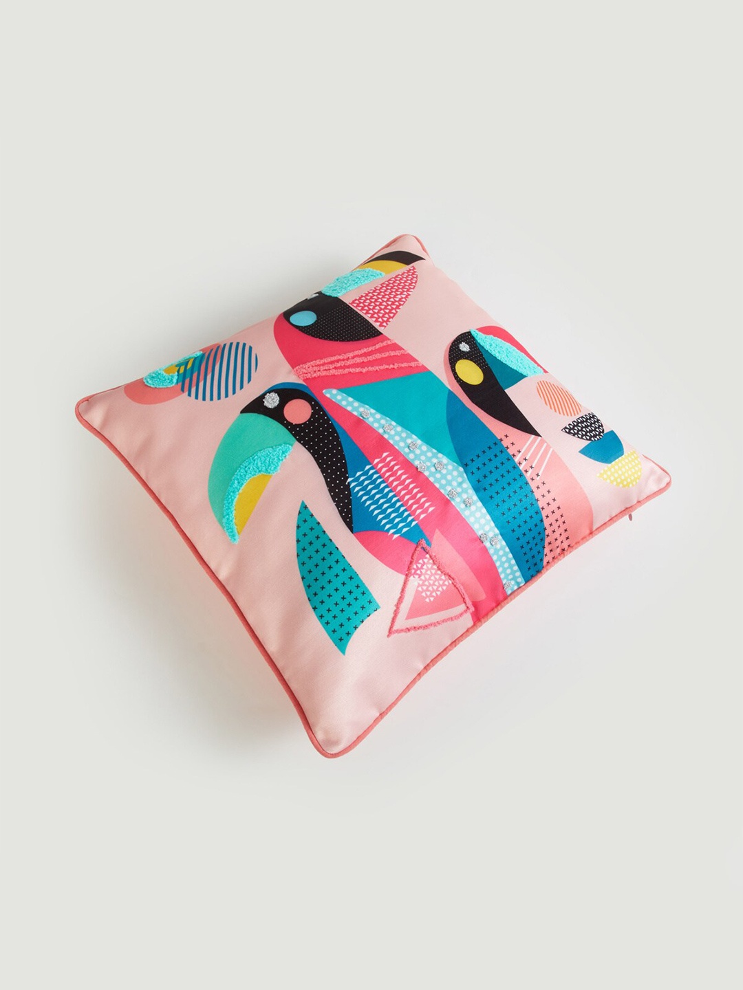 

Home Centre Pink & Blue Quirky Embellished Square Cushion Cover