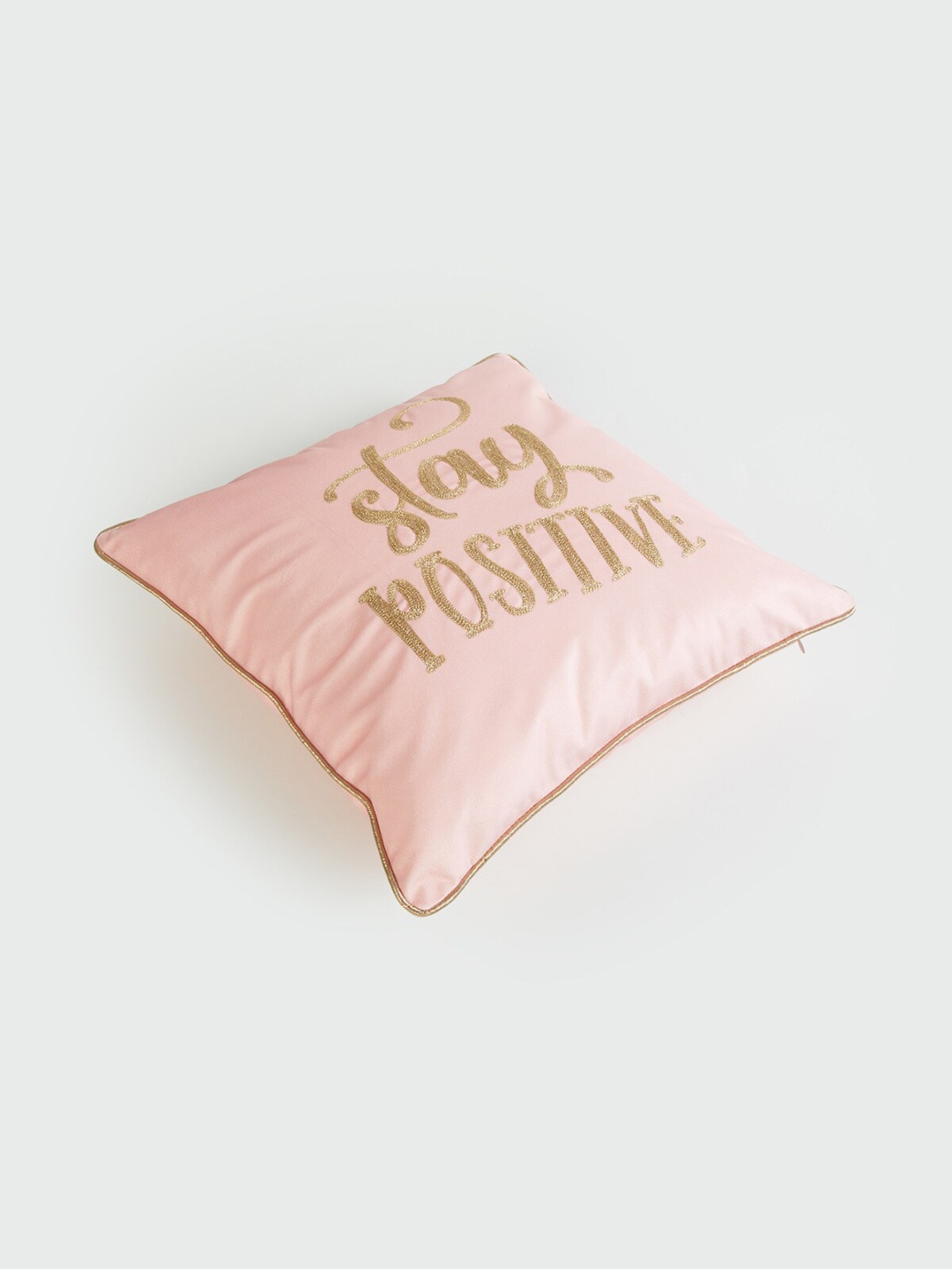 

Home Centre Aurora Peach & Gold Embroidered Square Cushion Cover