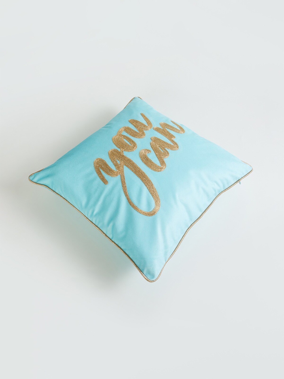

Home Centre Aurora Blue & Gold Embroidered Square Cushion Cover