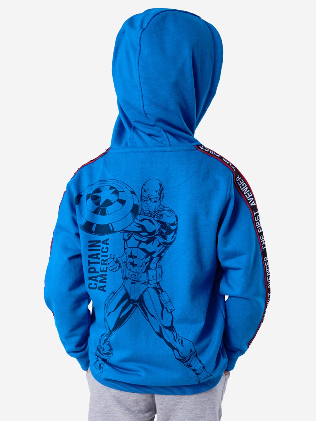 

The Souled Store Boys Captain America Printed Hooded Pure Cotton Sweatshirt, Blue