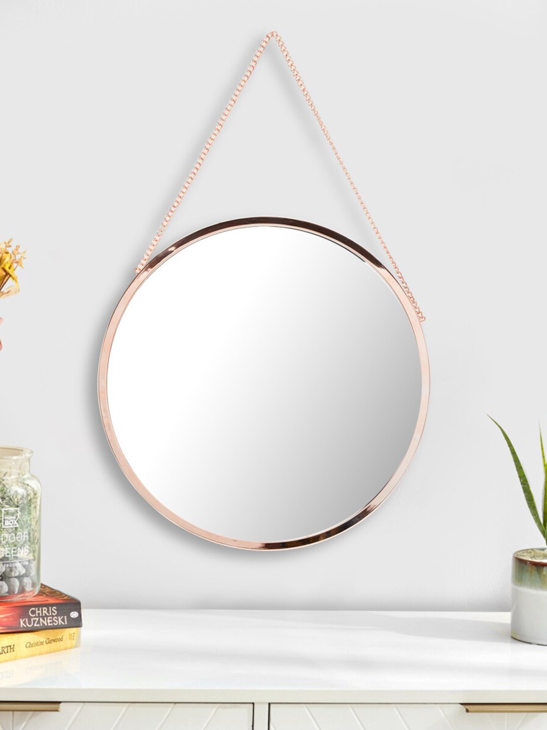 

Home Centre Corsica Gold-Toned Metal Round Hanging Mirror