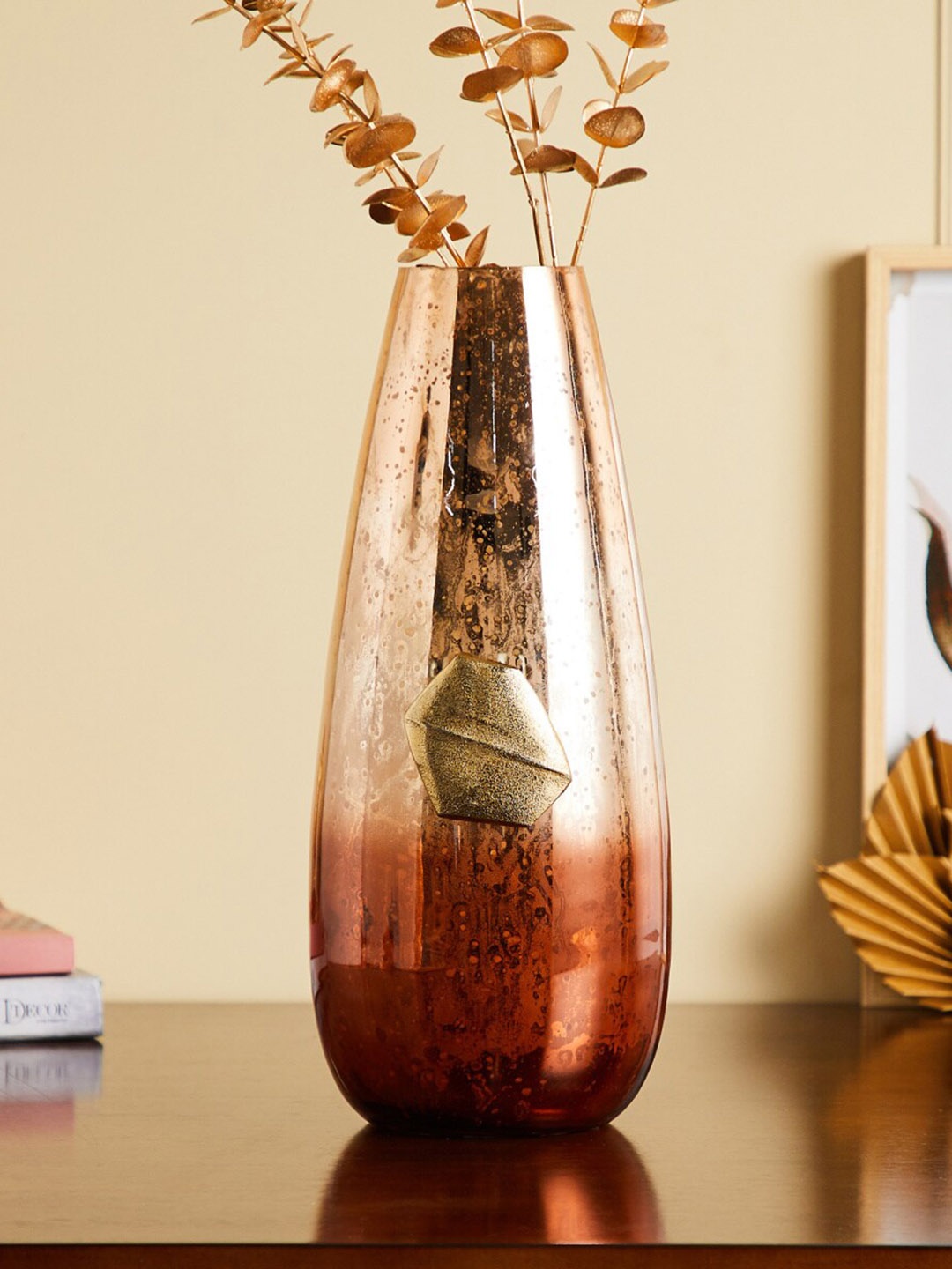 

Home Centre Eternity Brown Glass and Metal Optical Table Vase