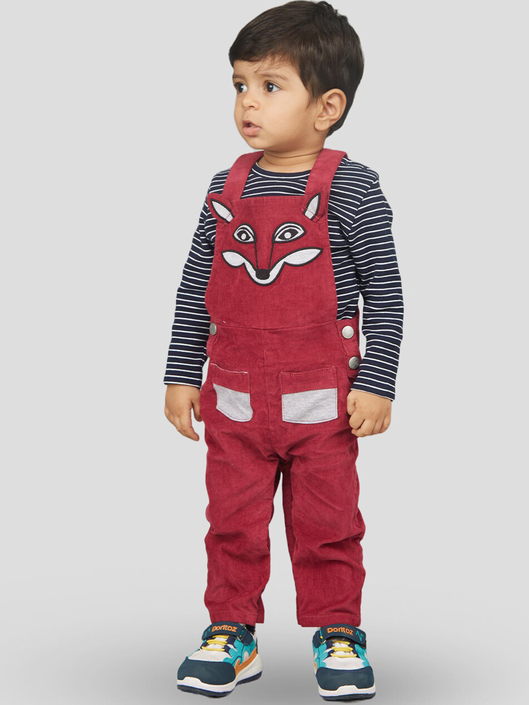 

Zalio Infant Boys Pure Cotton Dungaree with T-Shirt, Maroon