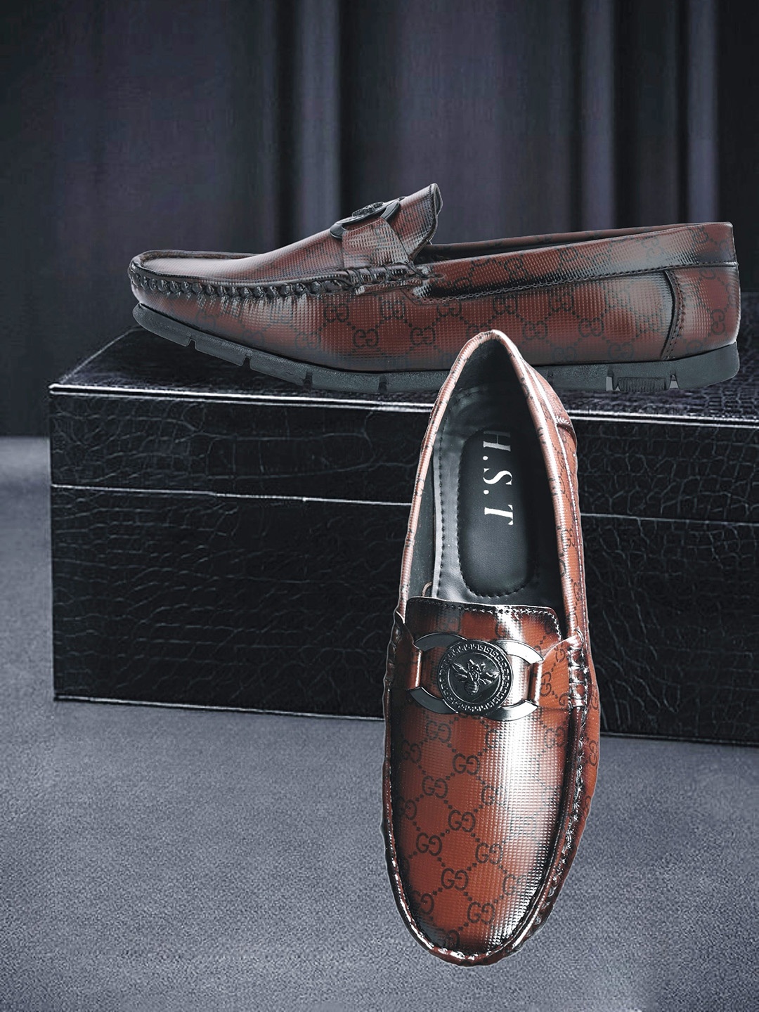 

MANSAMUSA Men Printed Loafers, Brown