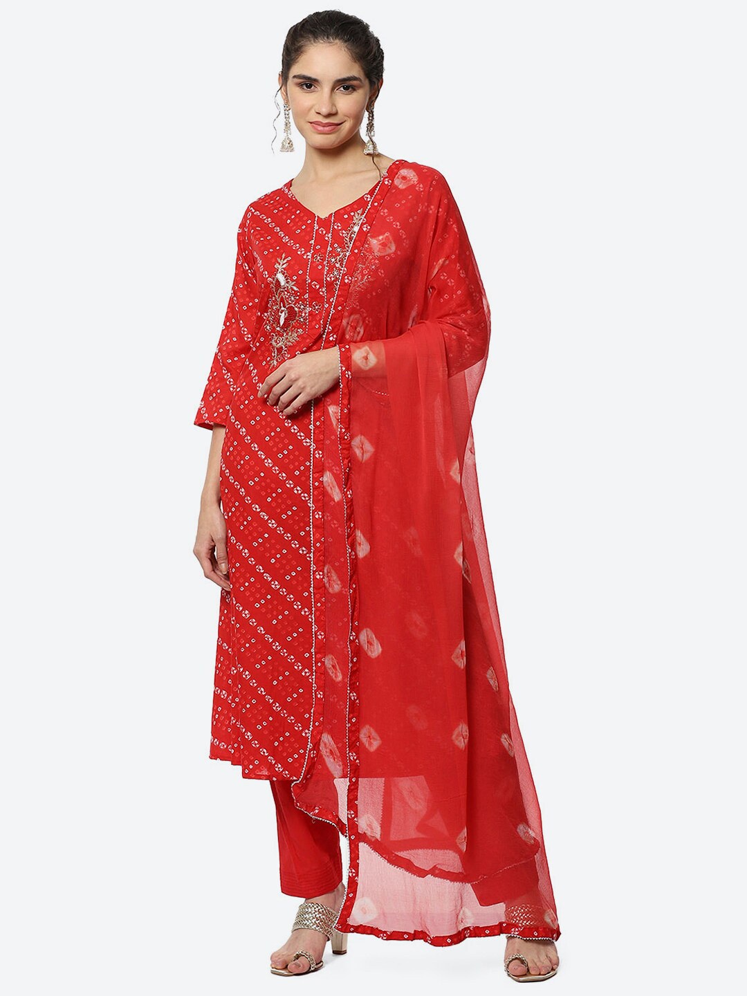 

Biba Unstitched Dress Material, Red