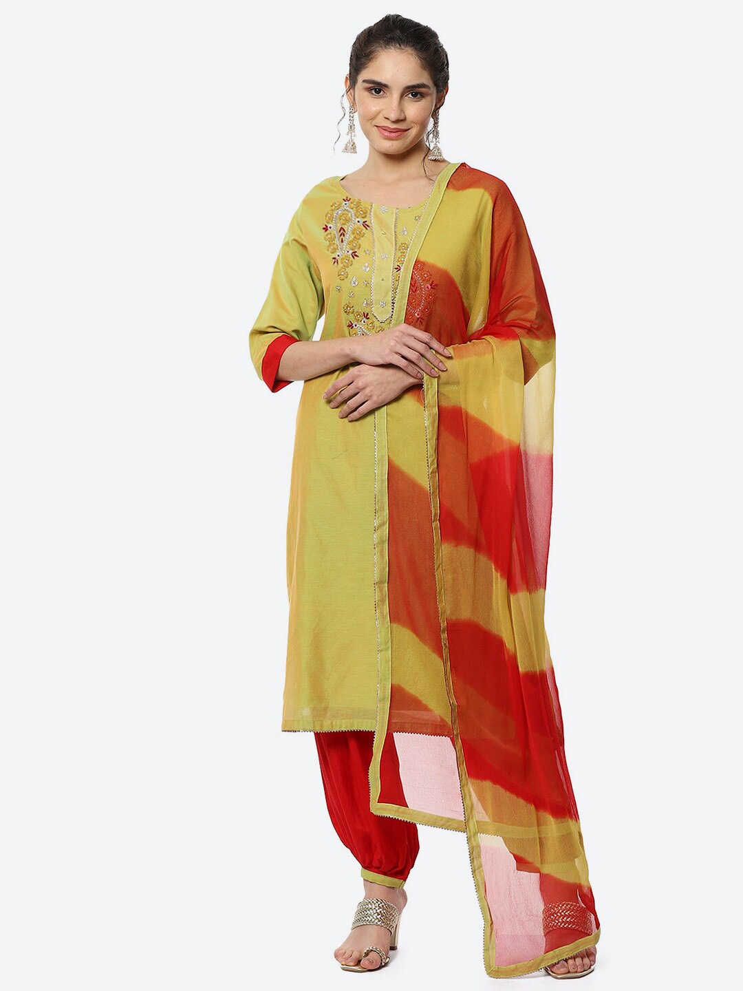 

Biba Embroidered Unstitched Dress Material, Yellow