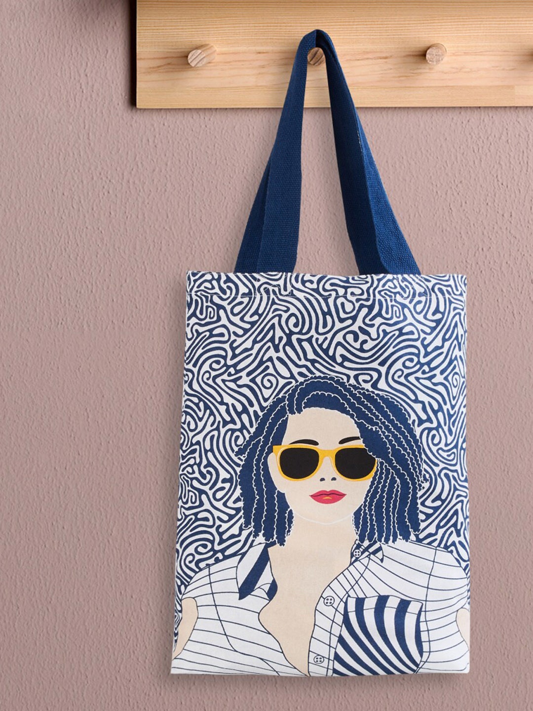 

Home Centre Printed Shopper Cotton Tote Bag, Blue