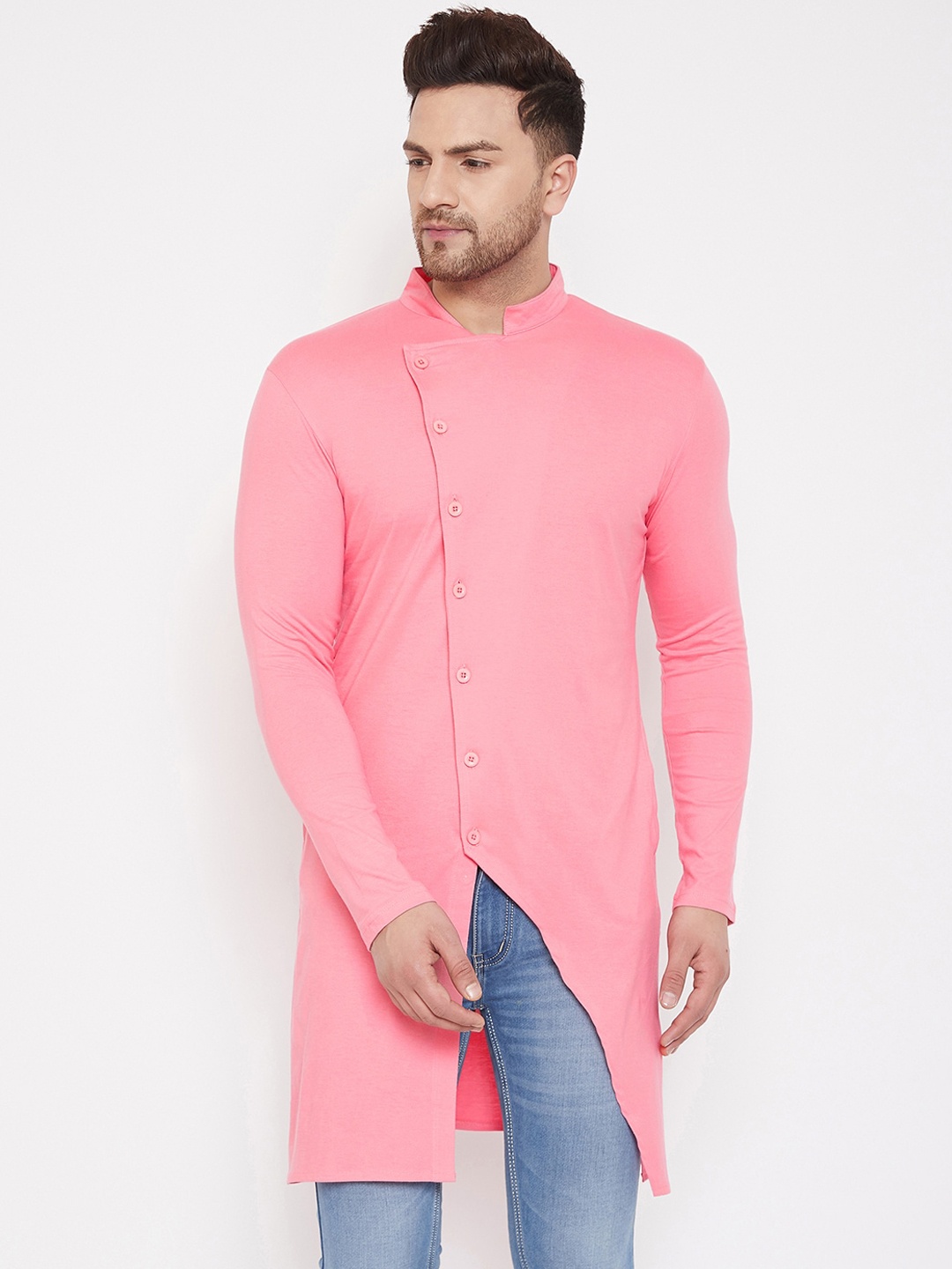 

Hypernation Men Pure Cotton Kurta, Pink