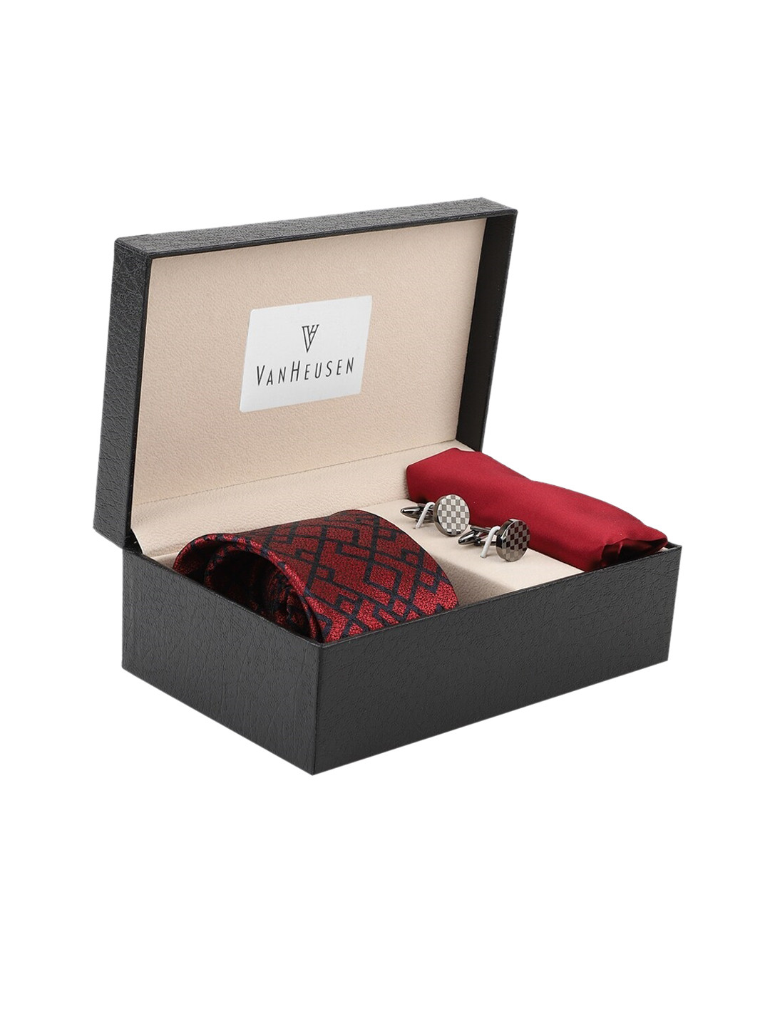 

Van Heusen Men Tie Pocket Square And Cufflink Accessory Gift Set, Maroon