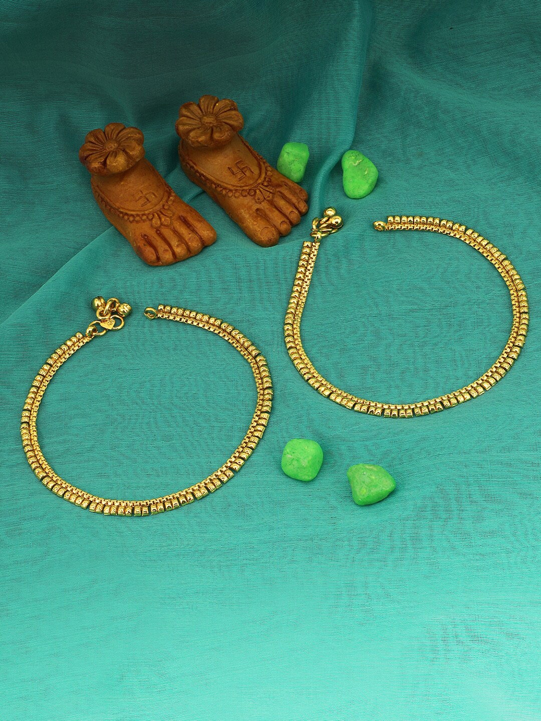

Adwitiya Collection Gold-Plated Copper Stylish Anklets Payal