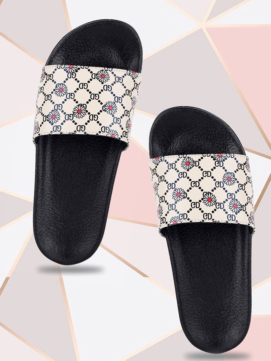 

FREECO Women Printed Sliders, White
