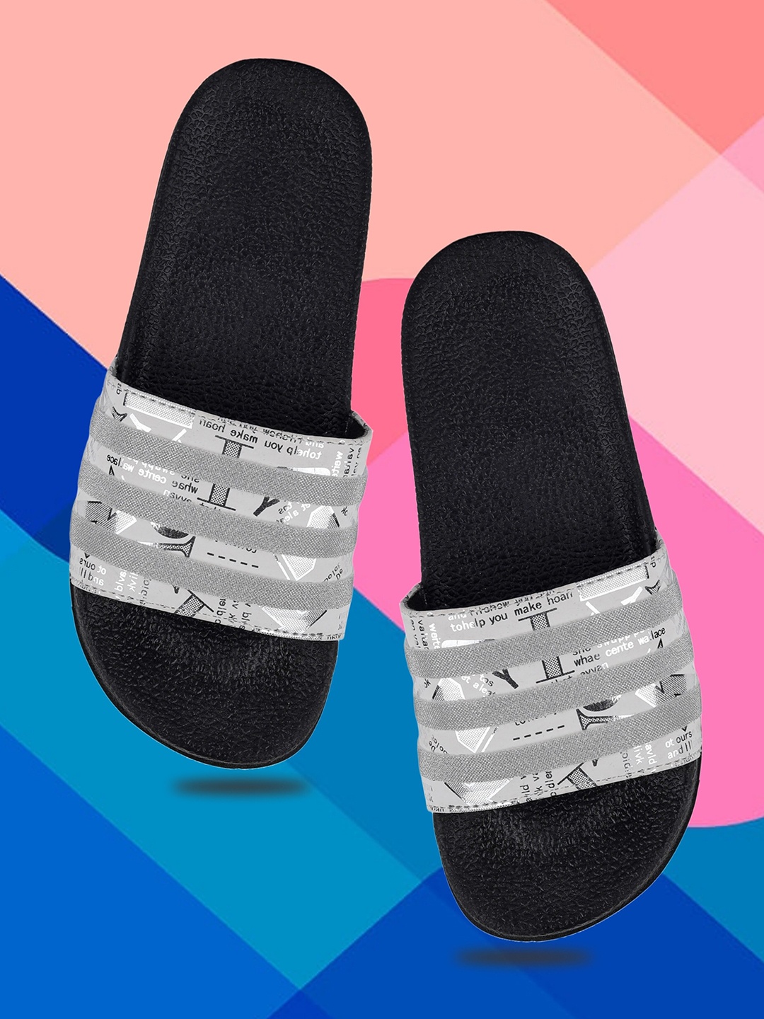 

FREECO Women Printed Sliders, Grey
