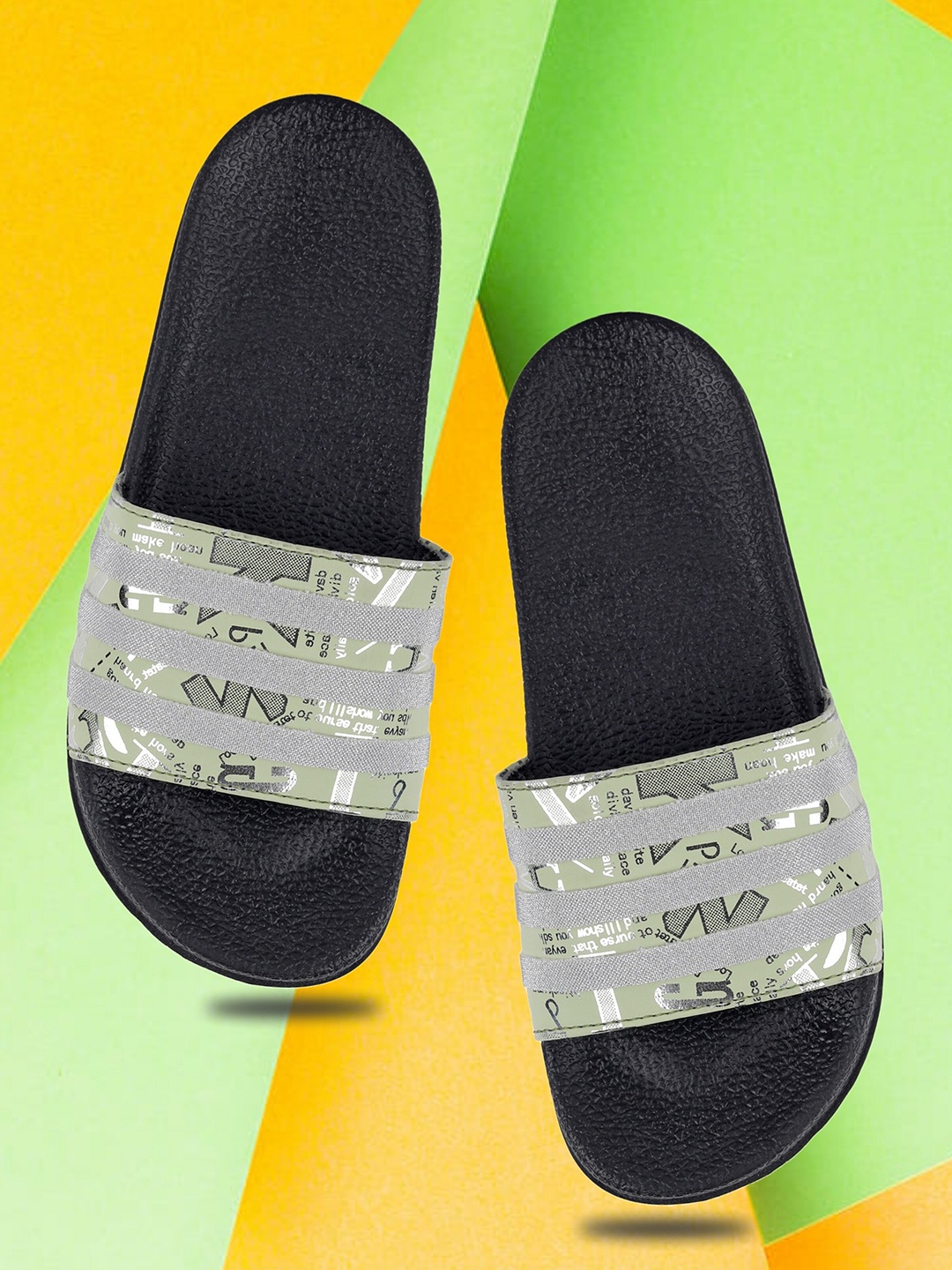 

FREECO Women Printed Sliders, Green